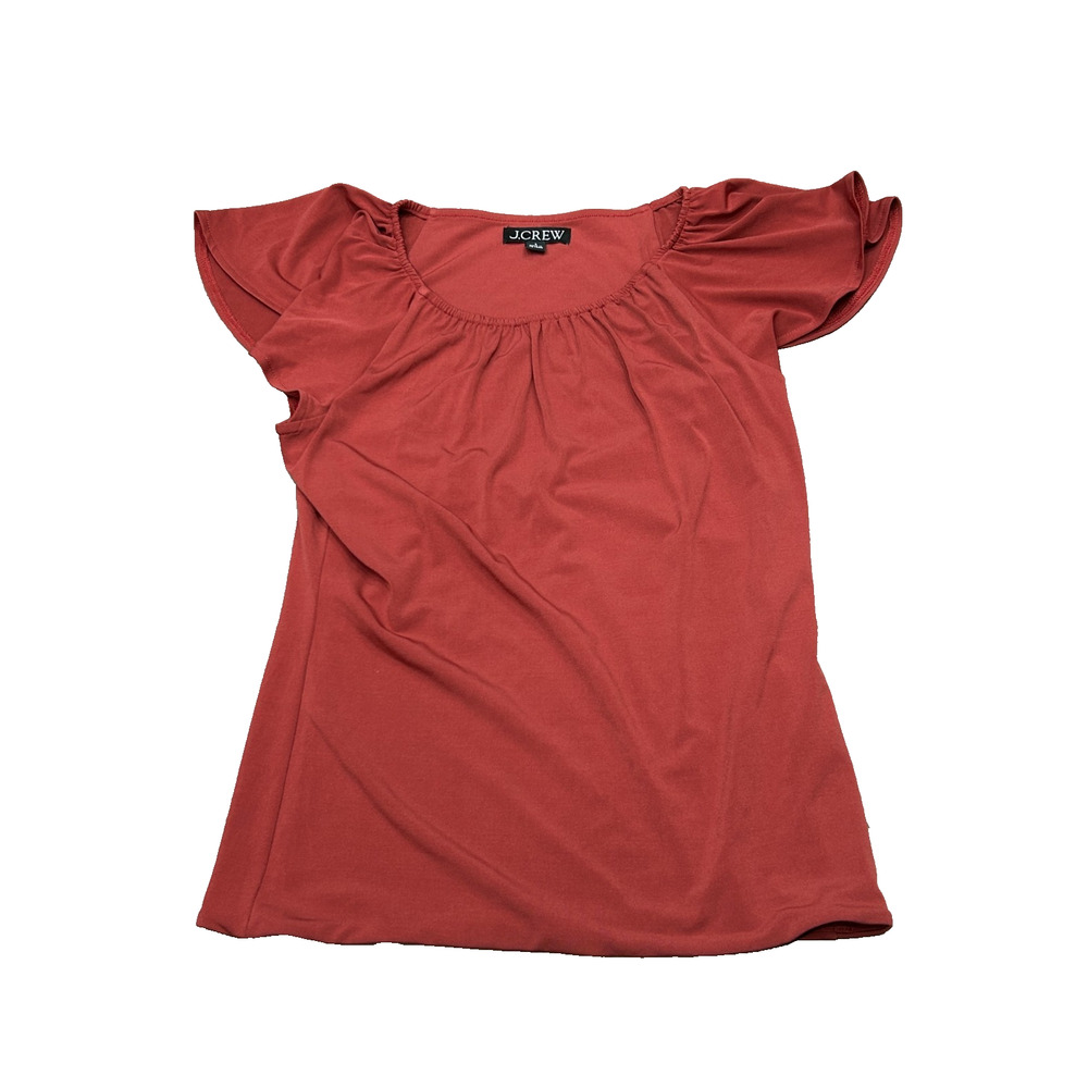 J. Crew Womens Maroon Red Flutter Sleeve Gathering Details Blouse Top Size Small